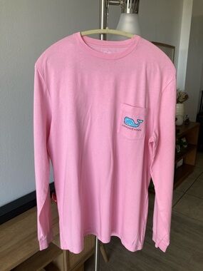 Vineyard Vines Light Pink Whale Pocket Long Sleeve Shirt